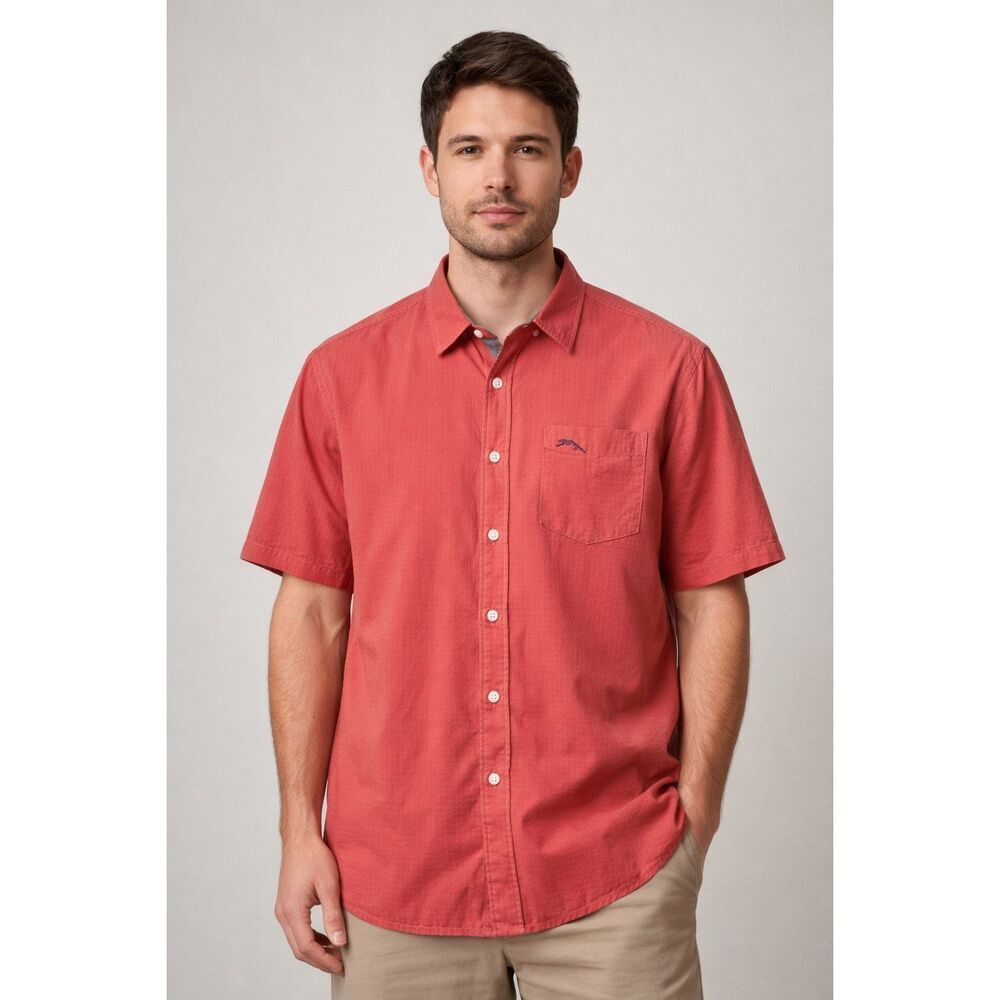 Tommy Bahama Men’s XL Coral Short Sleeve Button Up Shirt